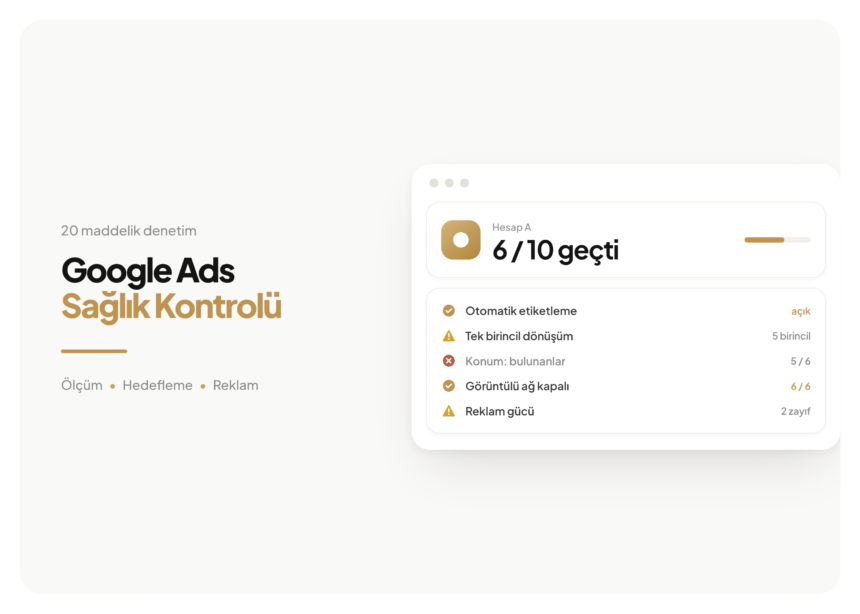 Mayata Vision kapak görseli, Google Ads Sağlık Kontrolü: 5 maddelik denetim listesi, 2 madde geçmiş